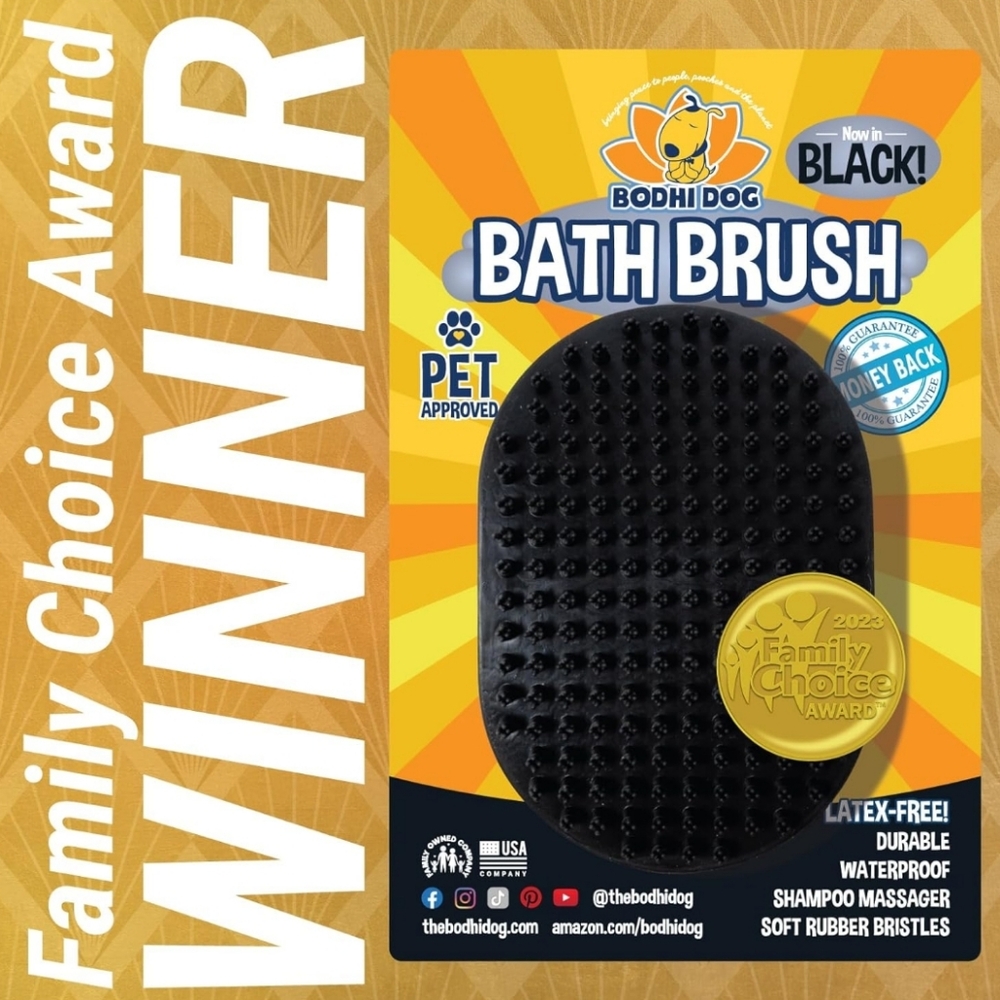 Black Dog Grooming Brush with Firm Bristles and Easy Grip